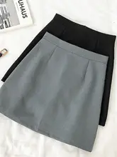 浅灰色のAラインハイウエストスカート【シルエットを引き立てる・防透けデザイン】（セットアップ対応）