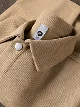 厚手モカブラウンワッフル長袖ポロシャツ【ユニセックス・秋用・UVカット】