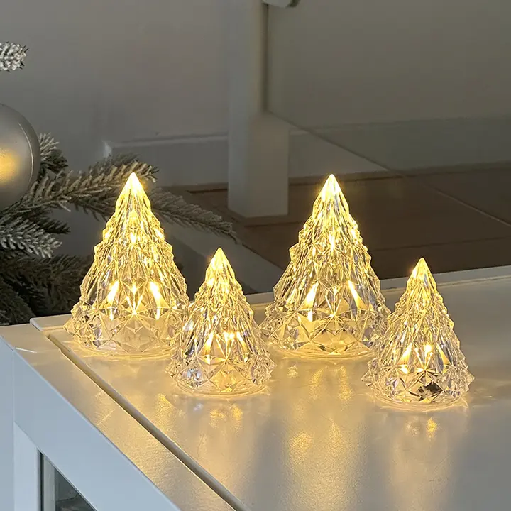 キャンドルホルダー クリスタル ローマンピラー クリスマスツリー LEDキャンドル 卓上 置物 インスタ映え デコレーション クリスマス