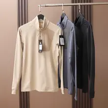 通気性抜群！秋冬用 メンズ半袖スポーツTシャツ【速乾・ストレッチ・ハーフジップ】