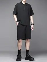 2点セット メンズ 半袖 ポロシャツ ハーフ パンツ 夏 上品 おしゃれ 着回し