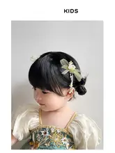 玉兎デザインの子供用中国風漢服ヘアアクセサリー【古典的な要素を取り入れた女の子用】