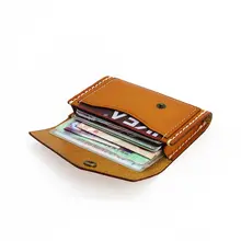 手作りの本革レトロ名刺入れ【植鞣牛皮・女性用・財布としても使用可】