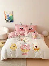 可愛いキャラクター柄の純綿四点セット【刺繍・水洗い可・子供向け】（セットアップ対応）