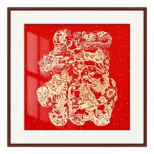 十二生肖の福字刺繍【ハンドメイド・インテリア装飾用・シンプルデザイン】