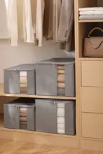 衣類収納ボックス【ファブリック製・ジッパー付き・クローゼット用】（セットアップ対応）