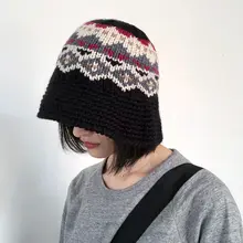 秋冬用 ヴィンテージ風 フィッシャーハット【韓国スタイル・ニット・文藝デザイン】