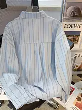 デザイン性の高いストライプポロシャツ【春秋用・ルーズフィット・フランス風】