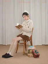 クリスマス雪花デザインのニットカーディガン【ウール混紡・肌触りの良い手編み・ラウンドネック】