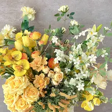 北欧風のイエロー系造花【リビング用・デスク装飾・写真撮影用】