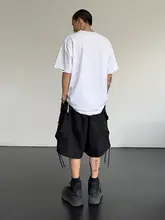 ハーフパンツ ユニセックス カーキ カーゴ ワイド 大きめポケット ストリート カジュアル 夏