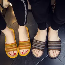 男女兼用 夏用厚底リネンスリッパ【防滑・カジュアル・室内用】