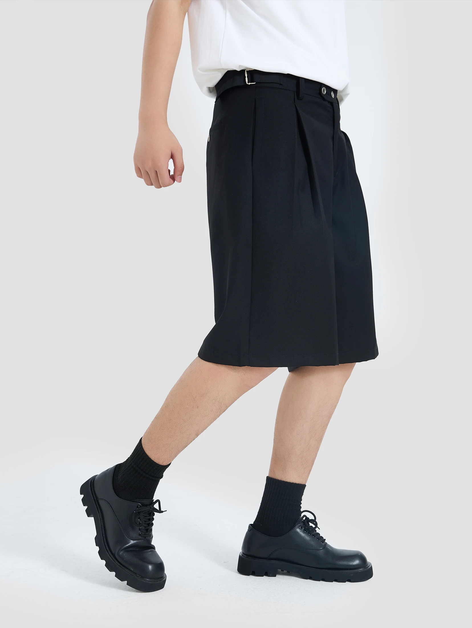 収縮可能なウエストデザインのワークパンツ：夏用ルーズフィットで通勤とレジャーを両立