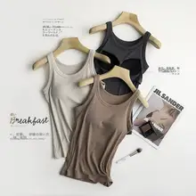 モーダル生地のブラトップ一体型キャミソール【ストライプ・夏用・スポーツ・外着】