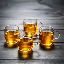 ガラス茶碗 功夫茶素材 透明 小茶碗 持ち手付き