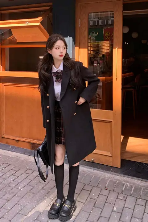 高腰プリーツスカート【赤黒チェック・スリムデザイン・JK制服・学院風】（セットアップ対応）