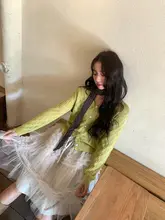 カラフルな透かし編みニットカーディガン【薄手・フランス風・春先に最適】