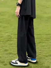 黒のワイドストレート牛仔パンツ【カジュアル・春夏用】