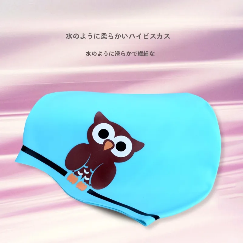 PRIDONNA子供用スイミングキャップ：防水・耳保護・ロングヘア対応のカートゥーンデザインが実用性を実現