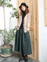 秋冬用 コットンリネン半身スカート【Aライン・文芸風・中長丈・シンプル】（セットアップ対応）