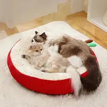 猫用冬季暖かいベッド【荔枝デザイン・厚手・小型犬・猫対応】