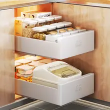 キッチン用引き出し収納ラック【調味料・食器収納・スライド式】