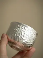 高級感あふれる鎚目デザインのティーカップ【純銀製・個人用・高級茶盌】