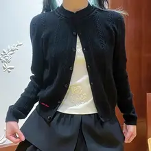 極上の柔らかさ 羊毛ニットカーディガン【ラウンドネック・フリル付き・長袖・インナー向け】