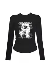 トレンド感溢れる高街風ロングスリーブTシャツ【スリムフィット・アメリカンスタイル・女性用】