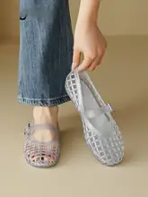 水晶風の果冻シューズ【夏用・通気性・軽量マリージェーン】