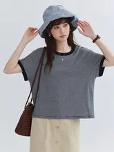 ピンクラインのオーバーサイズショートTシャツ【サイドスリット・夏用・フィット】