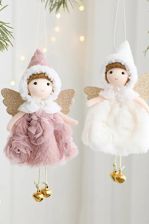 ジョジョズ L. PD. 雑貨店 アンティーク風刺繍ドレスの小さな女の子天使オーナメント【クリスマスツリー用】
