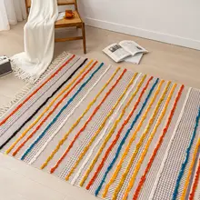 モロッコ風ボヘミアンデザインのフリンジ付きラグ【リビング・寝室用・おしゃれなインテリア】