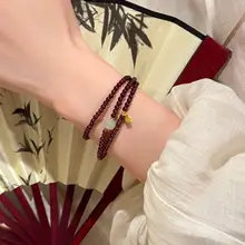 石榴石と玉髓の葫芦ビーズブレスレット【エレガントで繊細・重ね付けに最適】