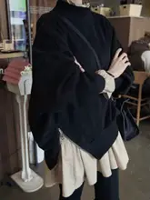 バルーンスリーブデザインのコットンワンピース【秋冬用・ルーズフィット・レイヤードスタイル】（セットアップ対応）