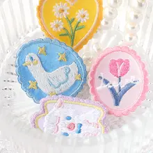 カートゥーンガール刺繍デザインのスマホケース用デコレーションシール【DIY手帳用・自粘】