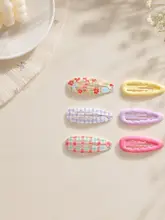 ヘアアクセサリー ヘアクリップ バンスクリップ サイドクリップ 前髪クリップ キッズ ガールズ プリント柄 ウェーブ ポップカラー スイート かわいい