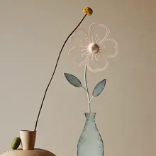 フランススタイルのシルクフラワー アンティーク調 チューリップと桜のアイアン装飾花【リビングテーブル用・高級感・侘び寂び】