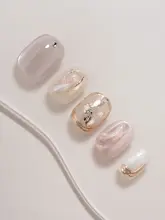 ネイルチップ ハンドメイド ショート キャットアイ ヌードピンク 上品