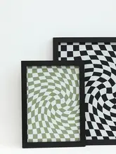 チェッカーパターンの抽象画【エコPUレザー・リザードテクスチャ・インテリア装飾用】
