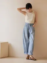 シンプルなクルーネックコットンタンクトップ【ストライプ柄・フィット・カジュアル】