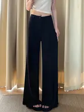 ブラックワイドパンツ【ハイウエスト・フィット・秋冬用】（セットアップ対応）