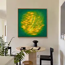 フランス風 ヴィンテージ 緑の手描き油絵 ソファ用のデザイナー壁掛け