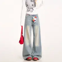こなれた印象のウォッシュ加工デニムパンツ【ルーズフィット・ストレートレッグ】