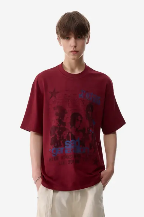 サブカルチャー風 デザインプリントオーバーサイズTシャツ【ストリートスタイル・短袖】