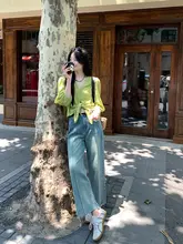 ABOUT POEM ウォッシュホワイトフリンジデザインのレディースデニムパンツ【九分丈・夏用】