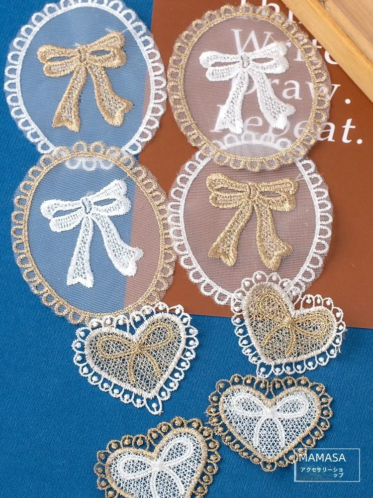 レース刺繍布パッチ ポリエステル製の立体花デザインで手作り服飾を装飾