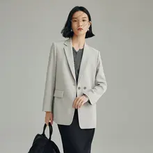 クラシックな岩灰色のノッチラペルジャケット【レトロ・デザイン・春秋用】（セットアップ対応）