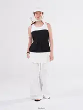 波浪縁デザインの翻蓋カジュアルパンツ