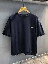 デニムパッチワークのショートスリーブTシャツ【男性用・夏用・ゆったりデザイン】（セットアップ対応）